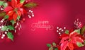 Christmas Winter Floral Design, Poinsettia Background, Vector Flowers Invitation, Holiday Party greeting banner Royalty Free Stock Photo