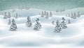 Christmas winter forest snowing landscape background. Vector illustration