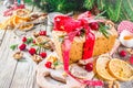 Christmas winter fruit cake Royalty Free Stock Photo