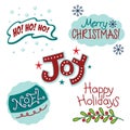 Christmas and winter holiday greetings, fun text, words