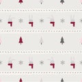 Christmas winter holiday season vector illustration repeating seamless rabbit snow flakes tree