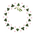 Christmas Winter Holly Berry Mistletoe and Ivy Leaf Wreath Royalty Free Stock Photo