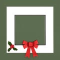 Christmas Winter Holly Berry and Red Bow Background Frame