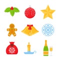 Christmas winter icon set. Vector illustration in flat design Royalty Free Stock Photo