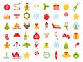 Christmas winter icon set. Vector illustration in flat design Royalty Free Stock Photo