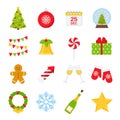 Christmas winter icon set. Vector illustration in flat design Royalty Free Stock Photo