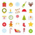 Christmas winter icon set. Vector illustration in flat design Royalty Free Stock Photo