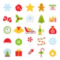 Christmas winter icon set. Vector illustration in flat design Royalty Free Stock Photo