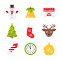 Christmas winter icon set. Vector illustration in flat design Royalty Free Stock Photo