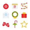 Christmas winter icon set. Vector illustration in flat design Royalty Free Stock Photo