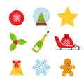 Christmas winter icon set. Vector illustration in flat design Royalty Free Stock Photo