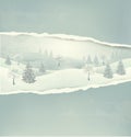 Christmas winter landscape background with ripped Royalty Free Stock Photo