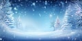 Christmas winter landscape with snow and Christmas trees. Holiday nature background, Xmas New Year banner. AI Generated