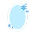 Christmas winter linear blue oval frame with snowflake, Modern minimalist aesthetic line elements, geometric forms Royalty Free Stock Photo