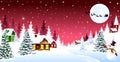 Christmas winter night over a snow-covered village Royalty Free Stock Photo