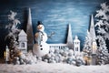 Christmas Winter Night Winter Snowman Fantasy Scenery Backdrop Illustration Royalty Free Stock Photo