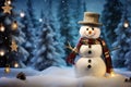 Christmas Winter Night Winter Snowman Fantasy Scenery Backdrop Illustration