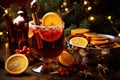 Christmas winter non-alcoholic vegan drink made from natural berries and juice. vertical