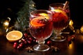 Christmas winter non-alcoholic vegan drink made from natural berries and juice. vertical