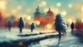 Christmas Winter Scene with Bokeh Background