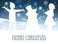 Children Building Snowman Christmas Scene Royalty Free Stock Photo