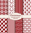 Christmas and winter seamless patterns. Vector set. Royalty Free Stock Photo