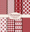 Christmas and winter seamless patterns. Vector set. Royalty Free Stock Photo