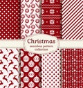 Christmas and winter seamless patterns. Vector set. Royalty Free Stock Photo