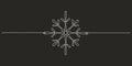 Christmas winter snowflake - one single continuous line. Vector stock hand drawing illustration isolated on black Royalty Free Stock Photo