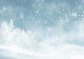 Christmas winter snowy landscape background. Winter snow dust background. Vector illustration Royalty Free Stock Photo