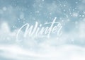 Christmas winter snowy landscape background. Winter snow dust background. Vector illustration Royalty Free Stock Photo