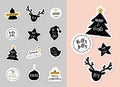 Christmas winter stickers and patches with lettering