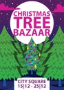 Christmas winter tree bazaar sale vector saleable wintertime Xmas advertisement shopping time big Sales offer banner to Royalty Free Stock Photo