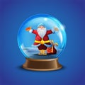 Christmas winter vector snow ball collection with decorated Santa Claus. X-mas glass globe set with small character Royalty Free Stock Photo