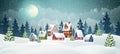 Christmas Winter Village Scene Royalty Free Stock Photo