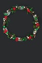 Christmas and Winter Wreath with Flora and Baubles Royalty Free Stock Photo