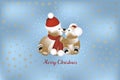Christmas wishes with cute little teddies framed by golden snowflakes