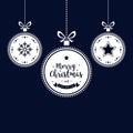 Christmas wishes ornaments golden baubles hanging blue background