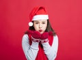 Christmas woman Blowing the Snow Royalty Free Stock Photo