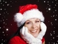 Christmas woman in santa cap with stars Royalty Free Stock Photo