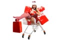 Christmas woman at shopping Royalty Free Stock Photo