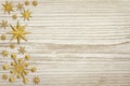 Christmas Wooden Background, Snow Stars Decoration, White Wood Royalty Free Stock Photo