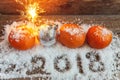 Christmas decorations on a wooden background Royalty Free Stock Photo