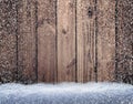 Wooden background in the snow. Christmas background. New Year. S Royalty Free Stock Photo