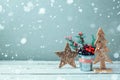 Christmas wooden rustic tree and star