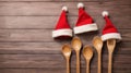 christmas wooden spoon santa hats. Royalty Free Stock Photo