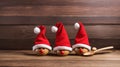 christmas wooden spoon santa hats. Royalty Free Stock Photo