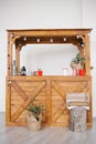 Christmas wooden stall with hot drinks Royalty Free Stock Photo