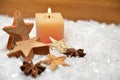 Christmas wooden star candle snow