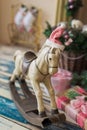 Christmas wooden toy horse Royalty Free Stock Photo